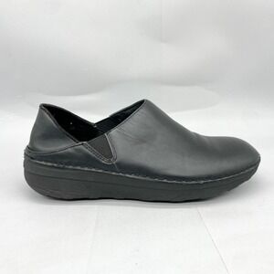 FitFlop Womens 9 Superloafer Clog Black Leather Slip On Comfort Shoes Walking